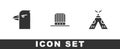 Set Eagle head, Patriotic American top hat and Indian teepee or wigwam icon. Vector Royalty Free Stock Photo
