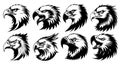 Set of tattoos or logos in the form of eagle heads