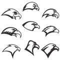 set of eagle heads icons isolated on white background. Design element for logo, label, emblem, sign, poster. Vector illustration. Royalty Free Stock Photo