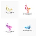 Set of Eagle logo design vector, Phoenix logo concept, Simple Eagle logo template, Icon Symbol, Creative design Royalty Free Stock Photo