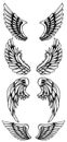 Set of eagle wings in tattoo style. Design element for logo, label, sign, poster, card, t shirt. Royalty Free Stock Photo
