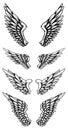 Set of eagle wings in tattoo style. Design elements for logo, label, sign, poster, t shirt. Royalty Free Stock Photo