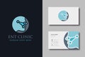 Set of Ear Nose Throat ENT clinic logo icon vector, human face logo icon vector and business card template Royalty Free Stock Photo