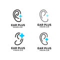 Set Ear plus Hearing healthcare clinic Logo Vector Royalty Free Stock Photo