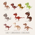 Set of Early carnivorous dinosaurs