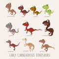 Set of Early carnivorous dinosaurs Royalty Free Stock Photo