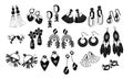 Set Of Earrings Black Icons Featuring Various Designs, Perfect For Adding A Touch Of Elegance And Style To Any Outfit