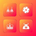 Set Earrings, Football ball, Crown of spain and Bull icon. Vector Royalty Free Stock Photo