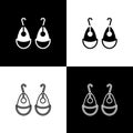 Set Earrings icon isolated on black and white background. Jewelry accessories. Vector Royalty Free Stock Photo