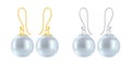 Set of earrings with round blue pearls.