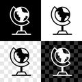 Set Earth globe icon isolated on black and white, transparent background. Vector Royalty Free Stock Photo