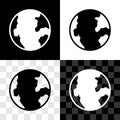 Set Earth globe icon isolated on black and white, transparent background. World or Earth sign. Global internet symbol Royalty Free Stock Photo