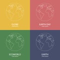 Set of earth globe logo template. World map. Line style icon of earth planet. Clean and modern vector illustration for design, web Royalty Free Stock Photo