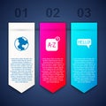 Set Earth globe, Online translator and Hello different languages. Business infographic template. Vector