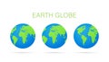 Set Earth globes isolated on white background. Flat planet Earth icon. Vector stock illustration Royalty Free Stock Photo