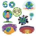 Set Earth hour concept save planet 60 minut or one hour turn off light candles light at night for international world