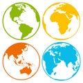 Set of earth planet globe logo icons for web and app