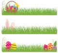 Set of Easter banners grass and Easter eggs