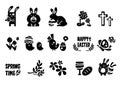 Set of Easter black isolated vector icon. Happy Easter. Royalty Free Stock Photo