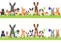 Set of easter bunnies in a row