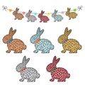 Set of Easter bunny and garland templates, leopard print