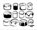 A set of Easter cakes drawn in different styles. Sketch icons vector Royalty Free Stock Photo