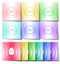 Set of Easter cards of different colors with a stylized white ea