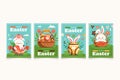 Set of Easter cards in flat style Royalty Free Stock Photo