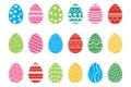 Set of Easter colorful eggs with beautiful patterns isolated on white background. Flat style design vector illustration.jpg Royalty Free Stock Photo