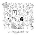 Set of easter doodles on white background. Vector illustration.