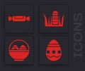 Set Easter egg, Candy, Easter egg and Basket with easter eggs icon. Vector Royalty Free Stock Photo