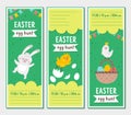 Set of Easter egg hunt invitation card templates with cute animals. Spring vertical poster or greetings for kids. Bright holiday Royalty Free Stock Photo