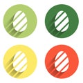 Set Easter egg icon isolated with long shadow background. Happy Easter. Color circle button. Vector Royalty Free Stock Photo