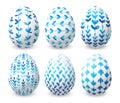 Set of Easter eggs with blue ornates