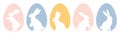 Set of Easter eggs with bunny silhouette Royalty Free Stock Photo