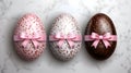 Set Easter Eggs With Chocolate Pieces And Pink Royalty Free Stock Photo