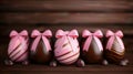 Set Easter Eggs With Chocolate Pieces And Pink Royalty Free Stock Photo
