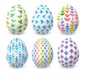 Set of Easter eggs with floral ornates