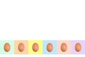 Set of Easter eggs on colorful backgrounds.. Top view Royalty Free Stock Photo