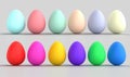 Set of Easter eggs colorful, pastel. With Path