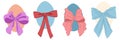 Set of Easter Eggs with Coquette Bow Ribbon. Elegant Easter Egg Collection. Cute Aesthetic Colorful Holiday Vector