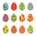 Set of Easter Eggs Design Flat