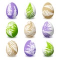 Set of Easter eggs with fern floral ornate for Your holiday design 2