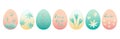 Set of easter eggs with geometric and floral ornaments. Royalty Free Stock Photo