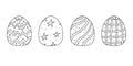 Set of Easter eggs in hand drawn doodle style. Coloring book for children. Royalty Free Stock Photo
