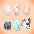 Set of Easter eggs with the image of colored patterns with Royalty Free Stock Photo