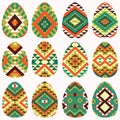 Set of easter eggs in navajo style