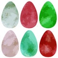 Set of Easter eggs, painted with watercolors Royalty Free Stock Photo