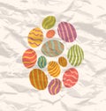 Set Easter eggs, vintage celebration background