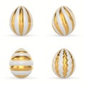 Set easter eggs on white background. Isolated 3D illustration Royalty Free Stock Photo